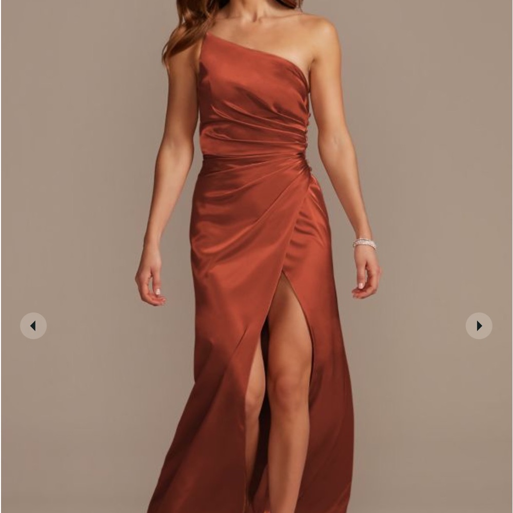 CHARMEUSE DRAPED ONE-SHOULDER BRIDESMAID DRESS